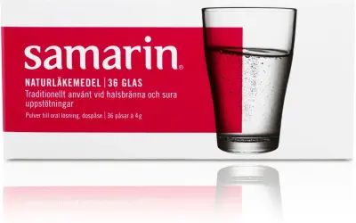 Samarin för halsbränna och sura uppstötningar, perfekt för den gravida magen. 36 glas med brustablett.