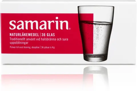 Samarin för halsbränna och sura uppstötningar, perfekt för den gravida magen. 36 glas med brustablett.