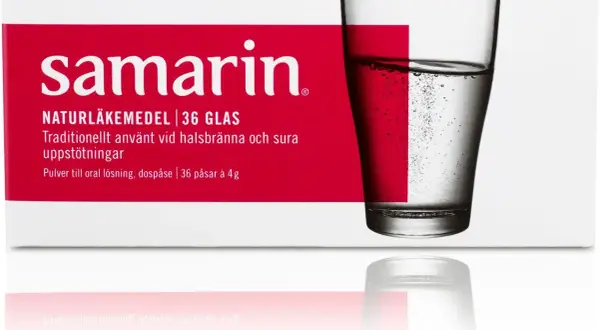 Samarin för halsbränna och sura uppstötningar, perfekt för den gravida magen. 36 glas med brustablett.